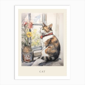 Beatrix Potter Inspired  Animal Watercolour Cat 2 Art Print