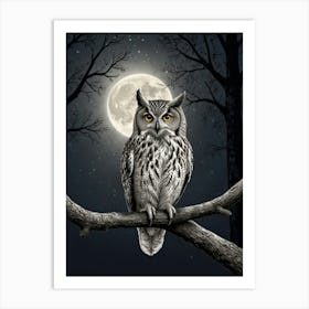 Owl At Night 3 Art Print