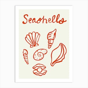 Seashell Doodles, Seashell Line Art, Minimalism Seashell Design Art Print