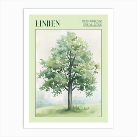 Linden Tree Atmospheric Watercolour Painting 6 Poster Art Print
