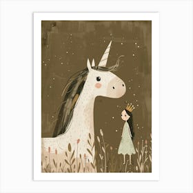 Unicorn & Princess Muted Pastels 1 Art Print