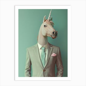 Toy Pastel Unicorn In A Suit 1 Art Print