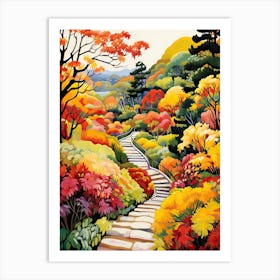 Butchart Gardens, Canada In Autumn Fall Illustration 2 Art Print