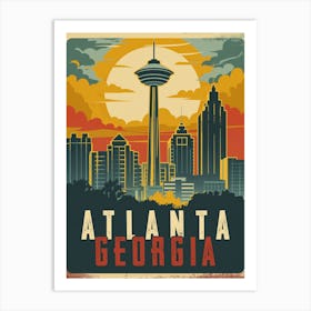 Atlanta, Georgia Vintage Travel Art Print