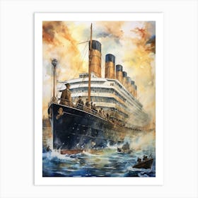 Titanic Ship Watercolour Painting 1 Art Print