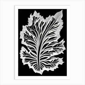 Wild Lettuce Leaf Linocut 3 Art Print