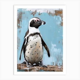 African Penguin Deception Island Oil Painting 2 Art Print