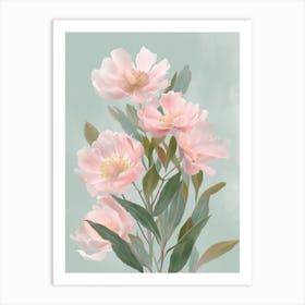 Laurel Flowers Acrylic Painting In Pastel Colours 4 Art Print