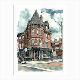 Sutton London Borough   Street Watercolour 1 Art Print