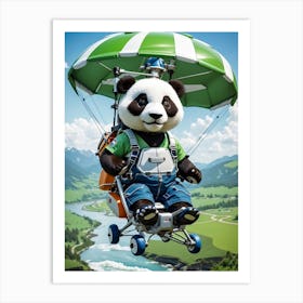 Explorer Panda Flying His New Hang Glider Art Print