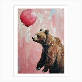 Cute Grizzly Bear 1 With Balloon Art Print