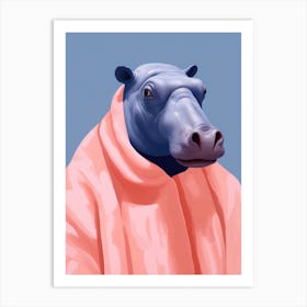 Playful Illustration Of Hippopotamus For Kids Room 3 Art Print