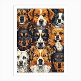 Perfectly Repeatable Artwork With Cute Dog Faces 22 Art Print