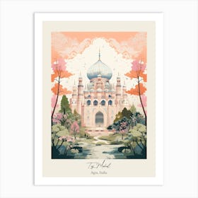 Taj Mahal   Agra, India   Cute Botanical Illustration Travel 5 Poster Art Print