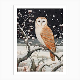 Winter Bird Painting Barn Owl 6 Art Print