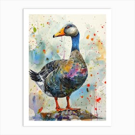 Goose Colourful Watercolour 3 Art Print