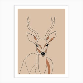 Antelope - Boho, Line Art 2 Art Print