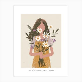 Let Your Dreams Blossom Poster Spring Girl With Purple Flowers 6 Art Print