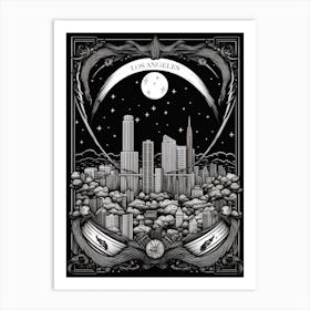 Los Angeles, United States,, Tarot Card Travel  Line Art 1 Art Print