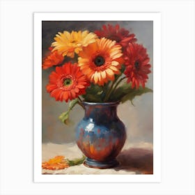 Gerbera Flowers In A Vase Art Print