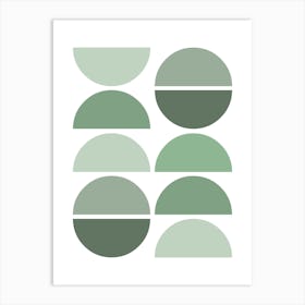 Sage Green Mid Century Semi Circles Art Print