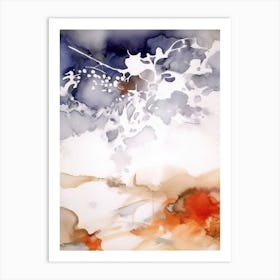 Watercolour Abstract White And Orange 5 Art Print
