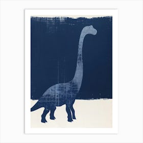 Blue Brontosaurus Dinosaur Silhouette 1 Art Print