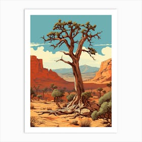  Retro Illustration Of A Joshua Trees In Grand Canyon 3 Art Print