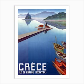 Fishing Boats In Corfu, Greece Art Print