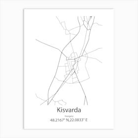 Kisvarda,Hungary Minimalist Map Art Print