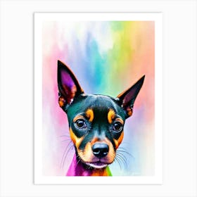 Miniature Pinscher Rainbow Oil Painting Dog Art Print