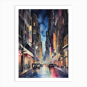 Night In New York City 1 Art Print