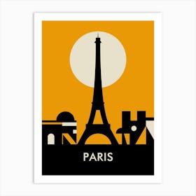 Paris Skyline Orange Art Print