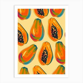 Papaya Seamless Pattern 1 Art Print