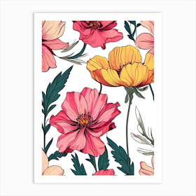 Seamless Floral Pattern 16 Art Print