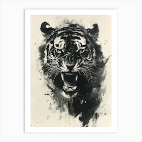 Badass Angry Tiger Ink Painting 6 Art Print