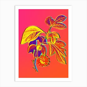 Neon Paper Mulberry Flower Botanical in Hot Pink and Electric Blue n.0226 Art Print