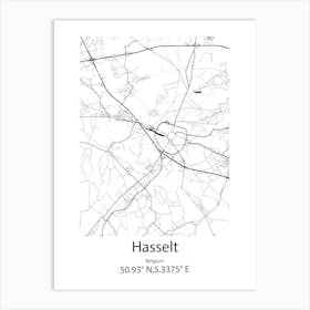 Hasselt,Belgium Minimalist Map Art Print