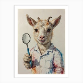 Goat With Magnifying Glass Art Print