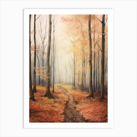 Autumn Forest Landscape The Forest Of Soignes Belgium Art Print