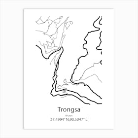 Trongsa,Bhutan Minimalist Map Art Print