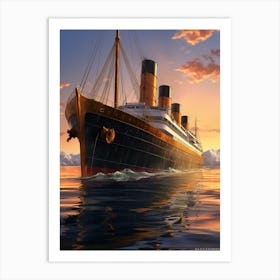 Titanic Ship Sunset 2 Art Print