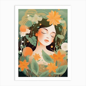 Bloom Body Woman Portrait Orange Tones 2 Art Print