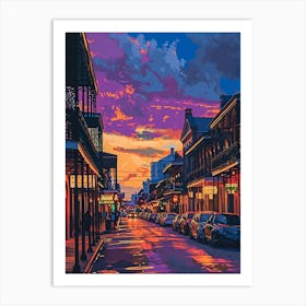 Frenchmen Street Retro Painting 2 Art Print