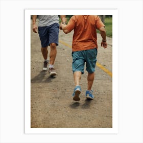 Two Men Running Together Art Print