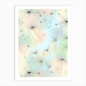 Whispers of the Wind: Dandelion Seeds Drifting Away in a Soft Breeze Art Print