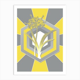 Vintage Guernsey Lily Botanical Geometric Art in Yellow and Gray n.023 Art Print