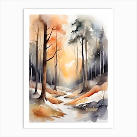 Watercolor Of A Forest . 2 Art Print