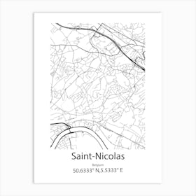 Saint Nicolas,Belgium Minimalist Map Art Print