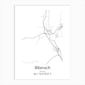 Biberach,Germany Minimalist Map Art Print